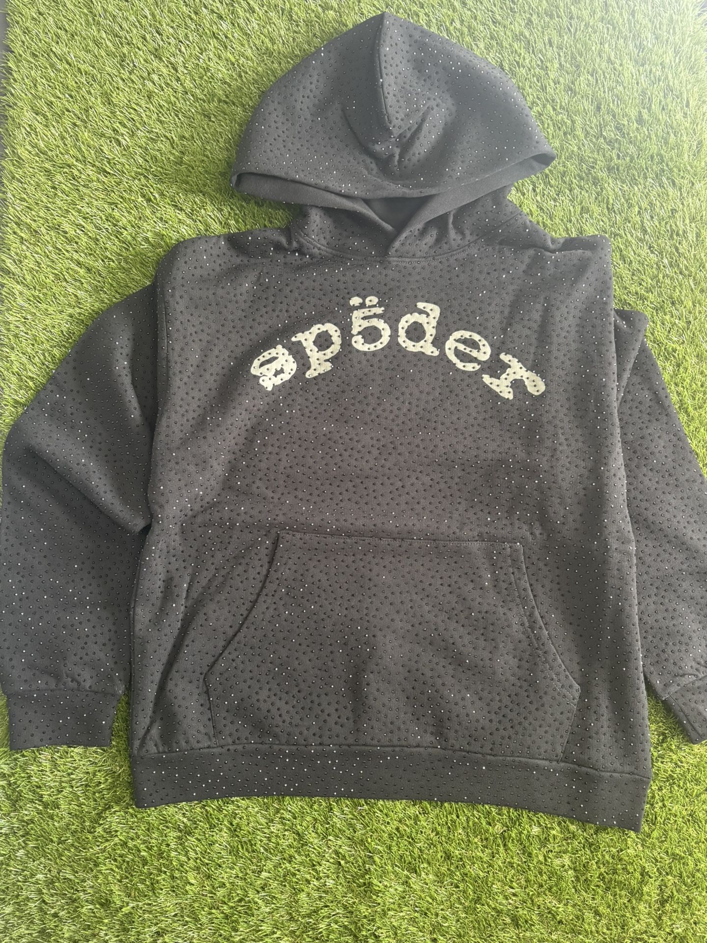 New VVS All Black Rhinestone Spider Hoodie