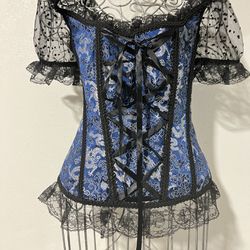 Corset Blue with Sleeves Size S