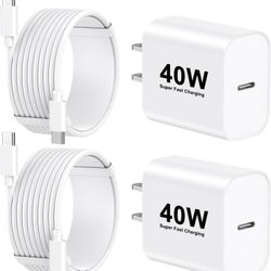 2Pack 40W USB C Wall Charger Plug with 10FT USB C to C Charging Cord