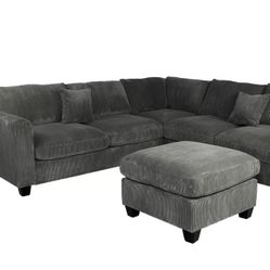 Dark Grey Sectional With Ottoman