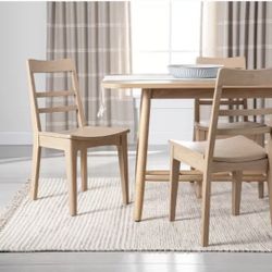 Set Of Four Solid Wood Ladder Back Dining Chairs