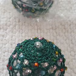 6 Sm Beaded Crochet Ornaments