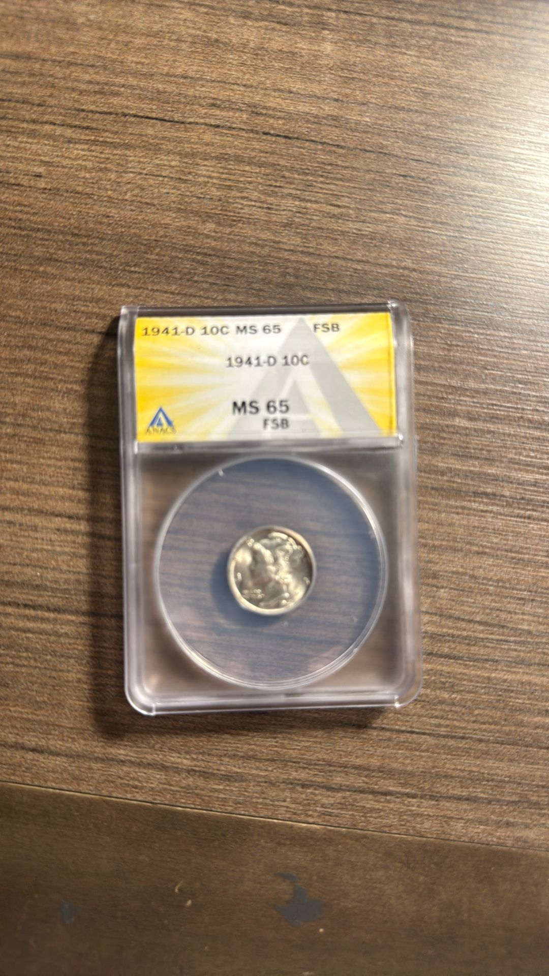 1941 D Mercury Dime Anacs 65 Fsb Blazing