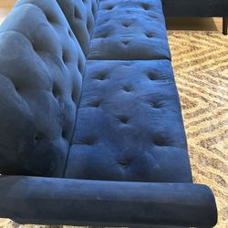 Dark Blue Velvet Couch