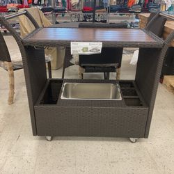 Steel Service Cart With Stainless Steel Drinks Tray