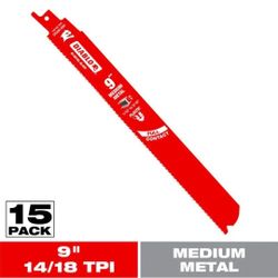 DIABLO 9 in. 14/18 TPI (15-Pack) Bi-Metal Reciprocating Saw Blades for Medium Metal (Model: DS0914BF15)