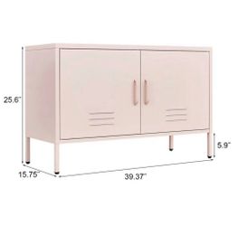 Pink Metal 2-Door Storage Cabinet Sideboard
