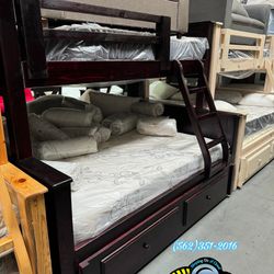 Triple Bunk Bed Cherry With Mattress Included 