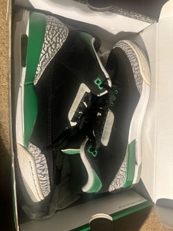 Jordan 3 Retro Black Pine Silver White SIZE 10