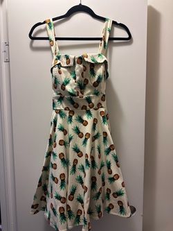 Pineapple Print Fit and Flare Pinup Dress
