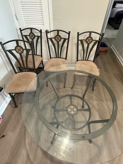 Glass and Iron Dining Room Set