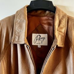 Remi Men’s Soft Leather Suede Full Zip Bomber Jacket Brown Size 40