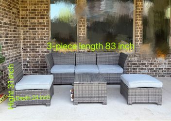 6-Piece Outdoor Patio Sectional Set with Storage Ottoman