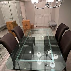 Very Heavy Glass Table With 4 Chairs