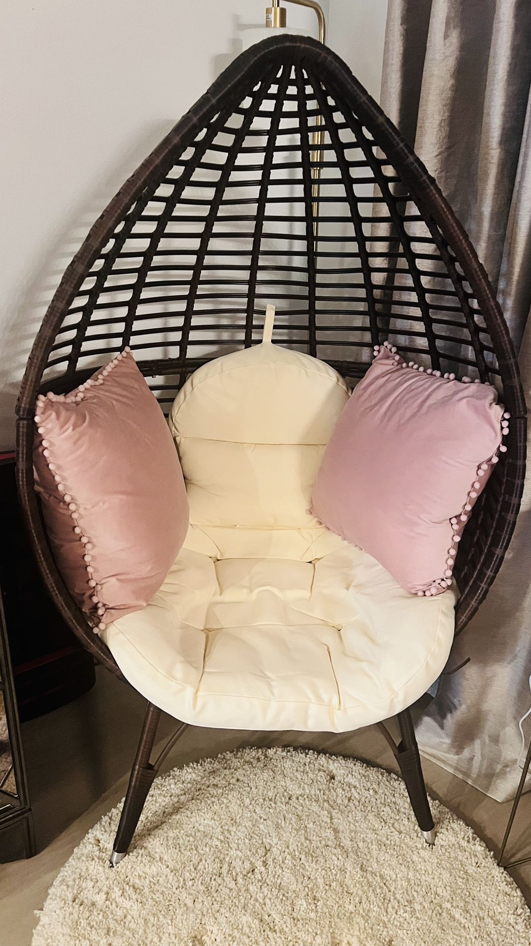Large Wicker Egg Chair With Cushion For Sale