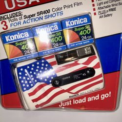 NIB KONICA USA 1991 Limited Edition 35mm  3 Rolls Film Focus Free Operation RARE