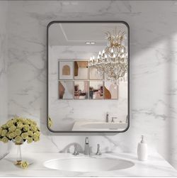 Black metal framed mirror 22x30 new