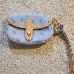 Y2k Vintage Dooney And Bourke Rainbow Signature Print Wristlet