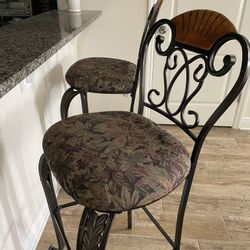 Wood and Iron Stool Set of 2