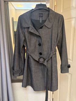 Tracy Evans Limited Gray Belted Trench Coat