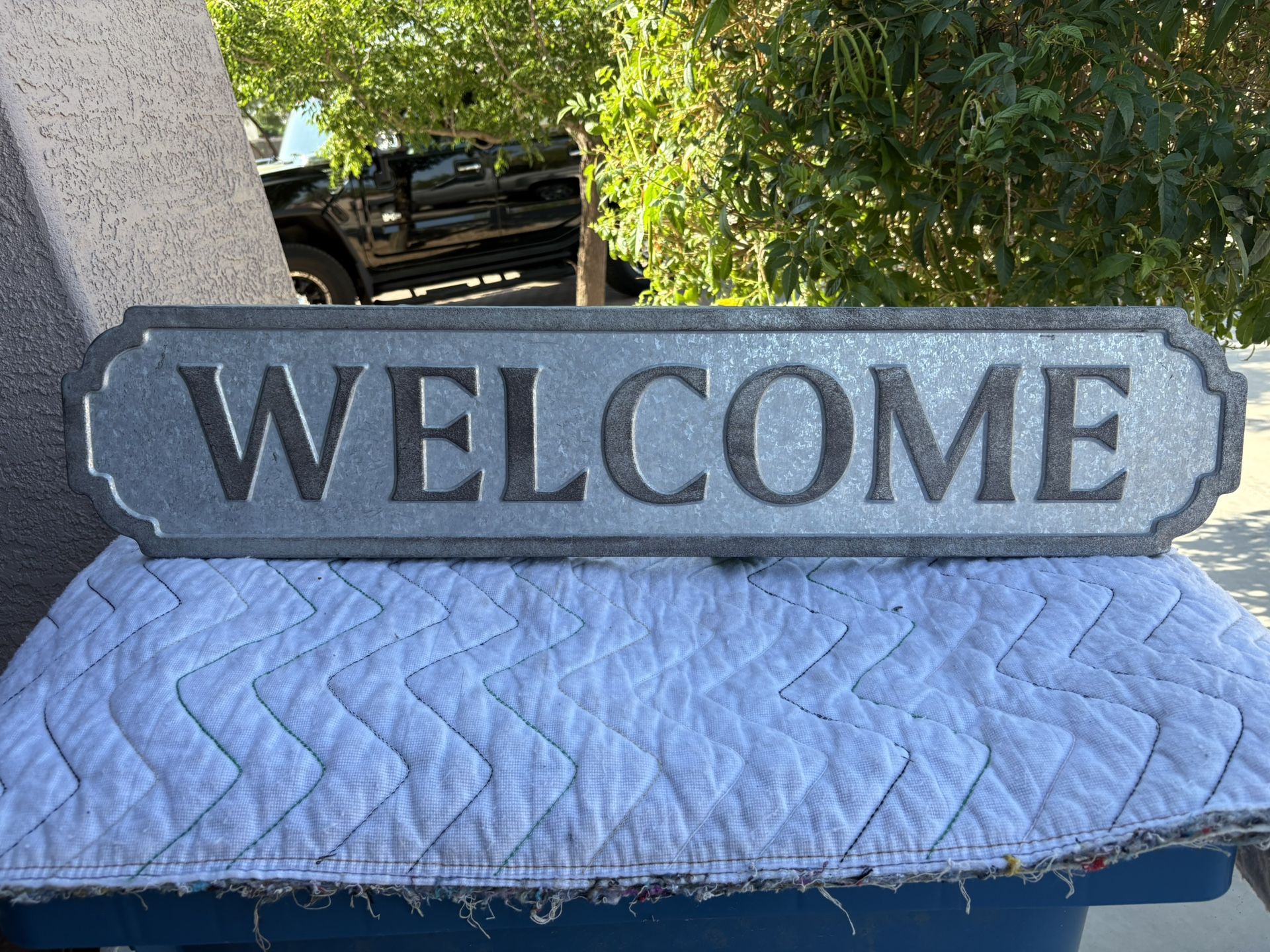Large Galvanized Welcome Sign