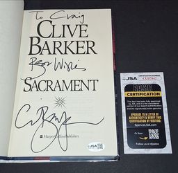 🔥Clive Barker Signed Autographed Book Sacrament JSA COA 🔥