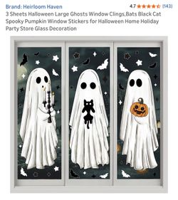 3 Sheets Halloween Large Ghosts Window Clings