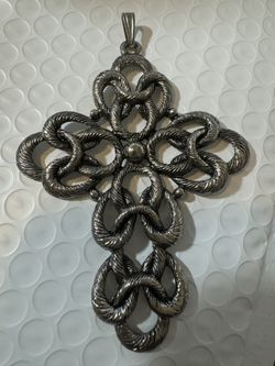 Vintage 90’s Coventry Signed Sarah Cov Metal Cross Pendant