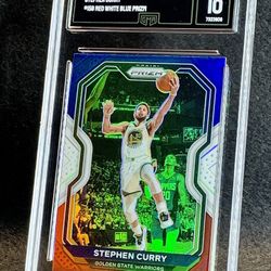 2020 Prizm 🔥 Stephen Curry 🔥 Red White & Blue Prizm GMA 10 💎 Mint - Golden State Warriors