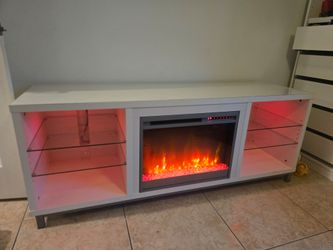 White TV Stand with Fireplace
