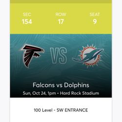 One Miami Dolphins Vs Falcons Ticket Great Section