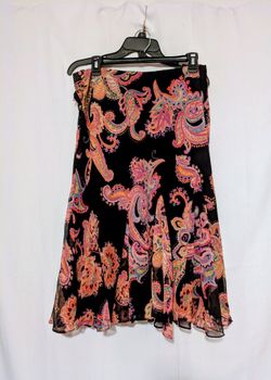Skirt Ralph Lauren Paisley Black Pink Skirt Size 8