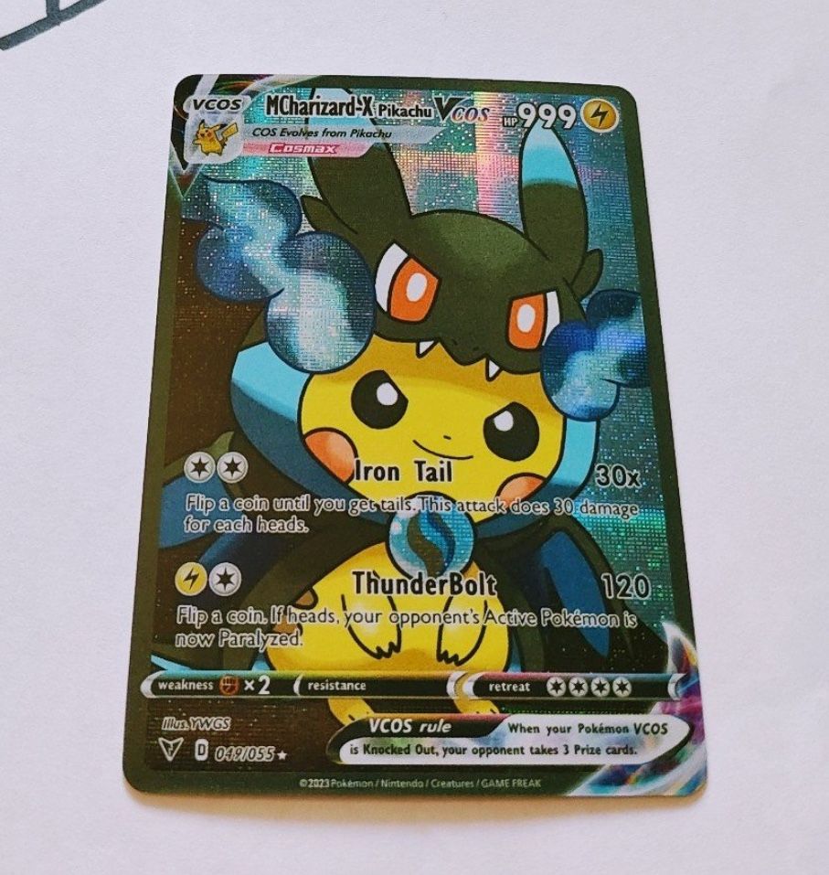 HOLO Pikachu Charizard Cosplay Fan Art Card - Pokemon Collectible