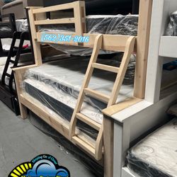 Twin Full Whitewash Bunk Bed Litera Nueva Bonita Colchones 