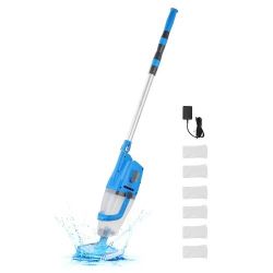 Pool Vacuum, 26 GPM Handheld Cordless Hot Tub Vacuum with Extension Pole, for Deep Cleaning & Strong Suction, Rechargeable Pool Cleaner, Running up to