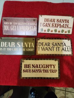 Christmas 5 Pc Metal Signs