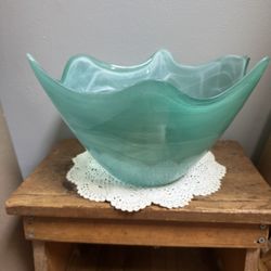 San Miguel Studio Art Aqua Swirl Free Form Bowl