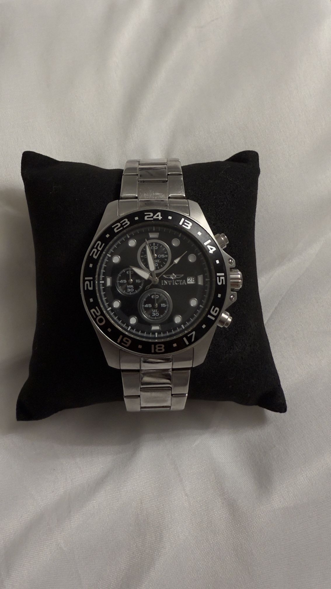 Invicta Men's 15204 Pro Diver Chronograph Black Dial Stainless Steel Watch