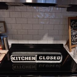 Farmhouse Galvanized Kitchen Open/Closed Block Sign