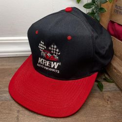 Vintage Krew Auto Products Racing Snapback Hat KC Cap Black Red