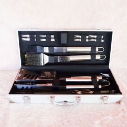 Home Complete 16-pc BBQ Grill Steel Accessories Set Aluminum Case