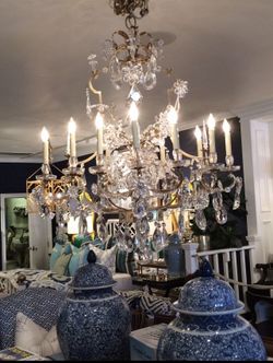 Aerin Vestry Crystal Chandelier (48” Height). Newport Beach Estate Sale
