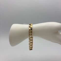 14KT YG 9” Square Curb Link Bracelet