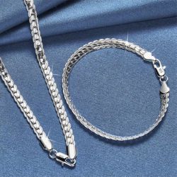 stamped 925 Chain 24 Inches  Long & Bracelet 8 Inches 