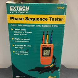 Extech Instruments 480400 Phase Sequence Tester 600VAC w/Case