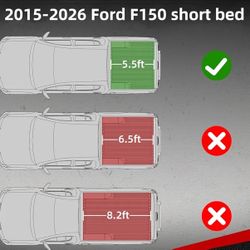 Soft Tri Fold Tonneau Cover Compatible with 2015-2026 Ford F150 F-150 5.5ft Bed