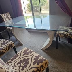 Glass Dining Table With Free Chairs