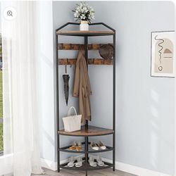 Corner Hall Tree with Shoe Bench & Coat Rack