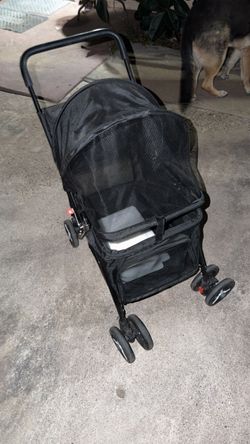 Black Pet Stroller with Mesh Canopy