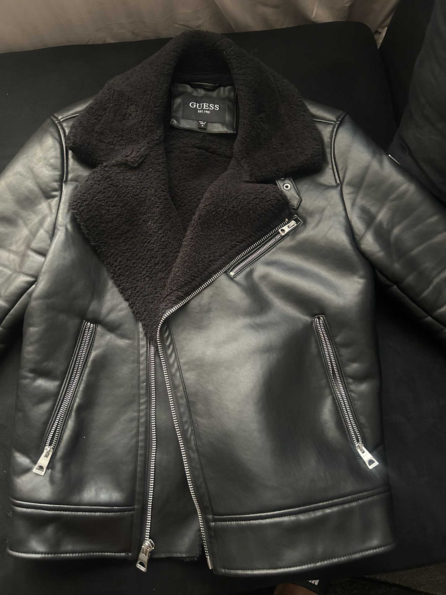 Guess Men Leather Jacket 